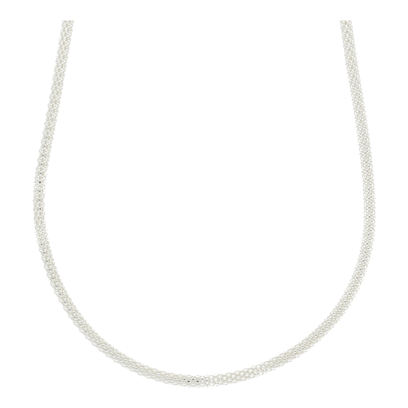 Popcorn Kette 925/ Silber rhodiniert 50 cm Länge