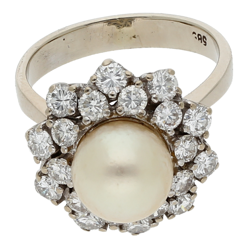 Zuchtperle Brillanten Ring 585/ 14 K Gold