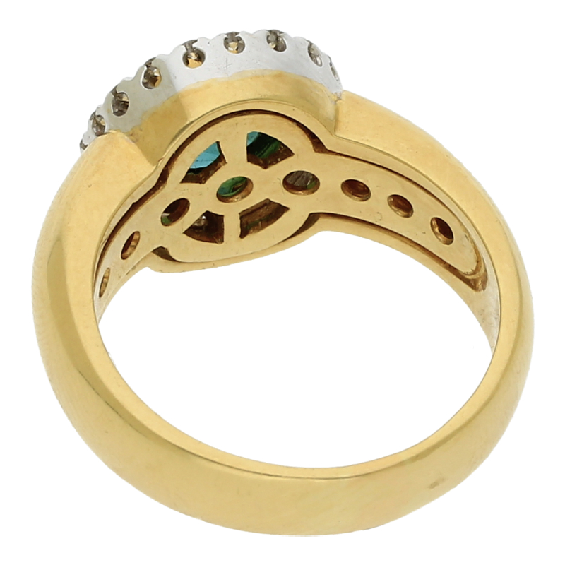 Diamantring mit grünem Turmalin/Gutachten ca. 4500€