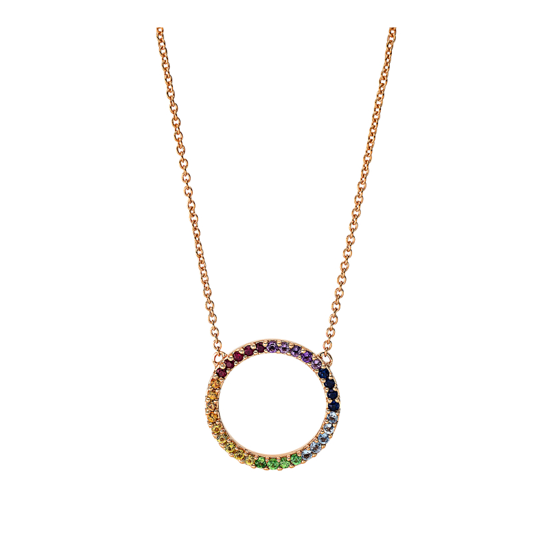 Saphir Collier multicolor 750/ 18 K Gold