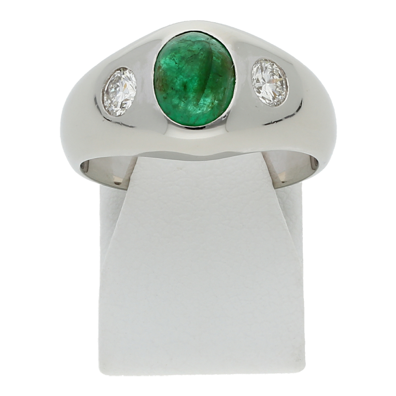 Smaragd Brillant Bandring 0,41 ct 750 Weißgold