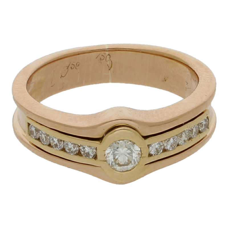 Diamantring 750 /18 K Gelbgold Brillant ca. 0,35ct.  (H) Weiß (Si) Kleine EinschlüsseBreite 4,5 -5,5 mm