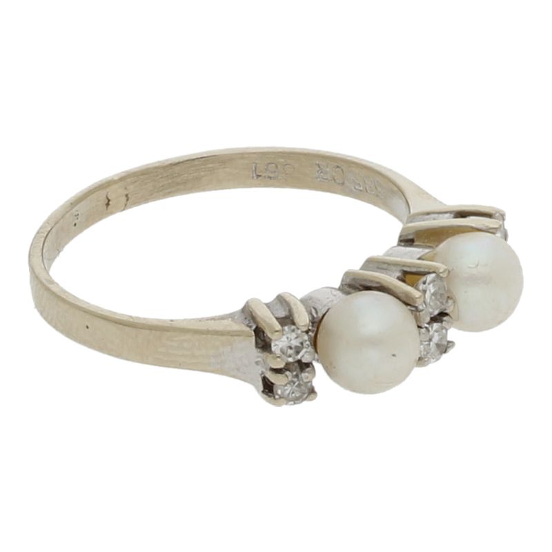 Süßwasserperlen Diamant Ring 585 Weißgold