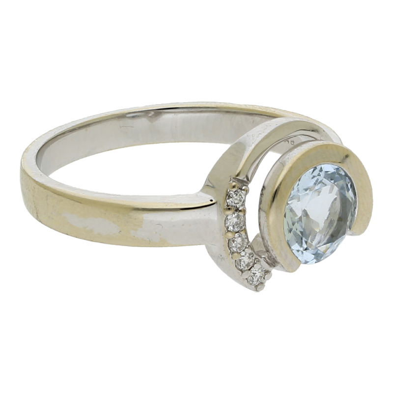 Aquamarin Brillant Ring 585/ 14 K Gold