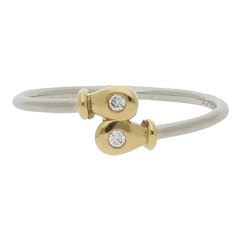 Brillant Ring Platin und 750/ 18 K Gelbgold