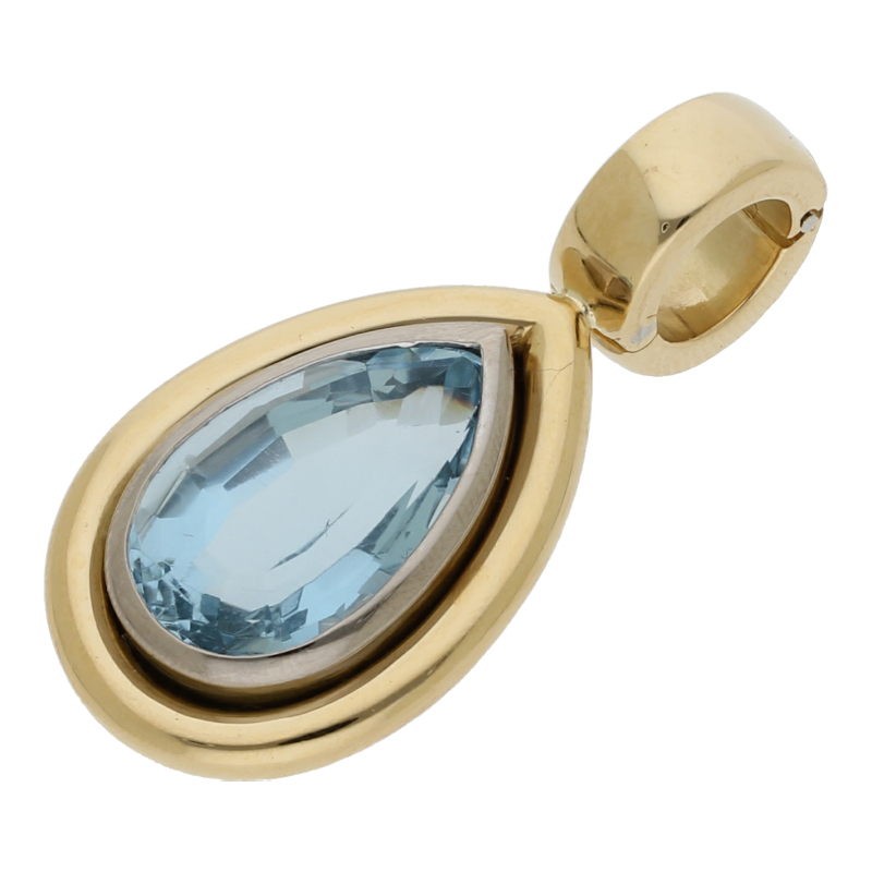 Blautopas Anhänger Clip 750/ 18 K Gold