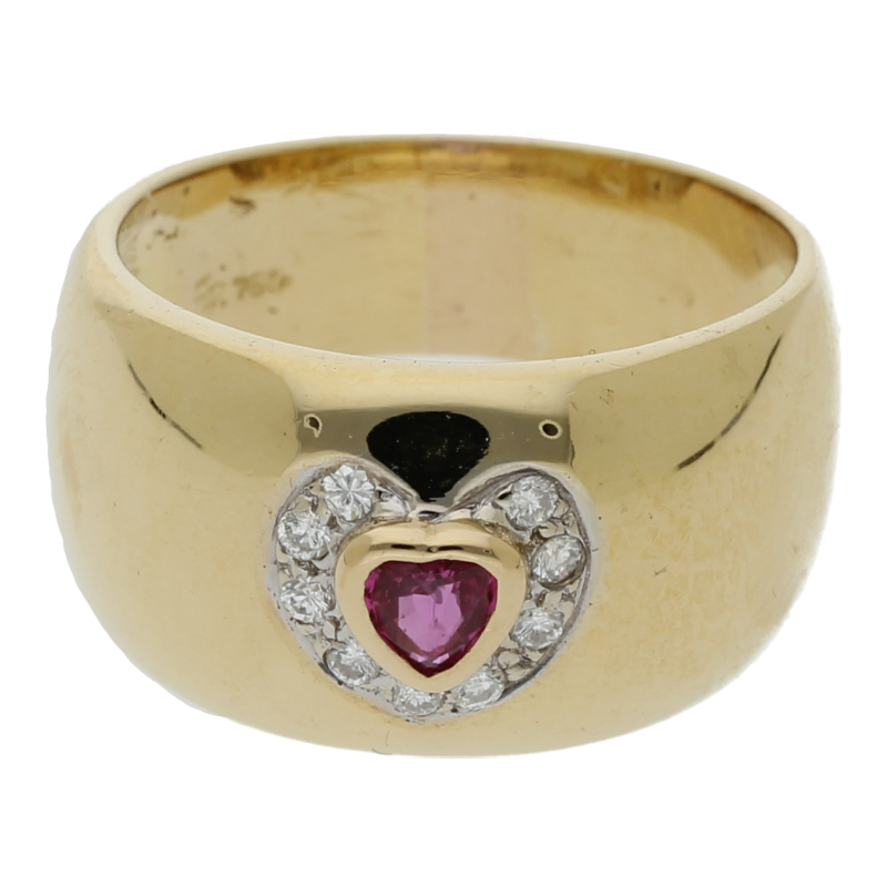 Rubin Brillant Herz Ring 750/ 18 K Gold