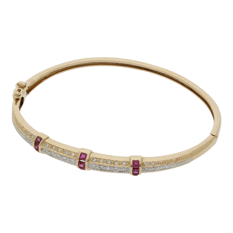 Rubin Diamant Armreif 585/ 14 K Gold
