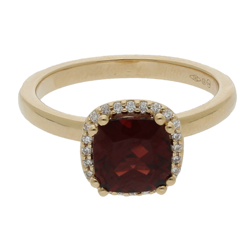 Rhodolith Brillant Ring 585/ 14 K Gold