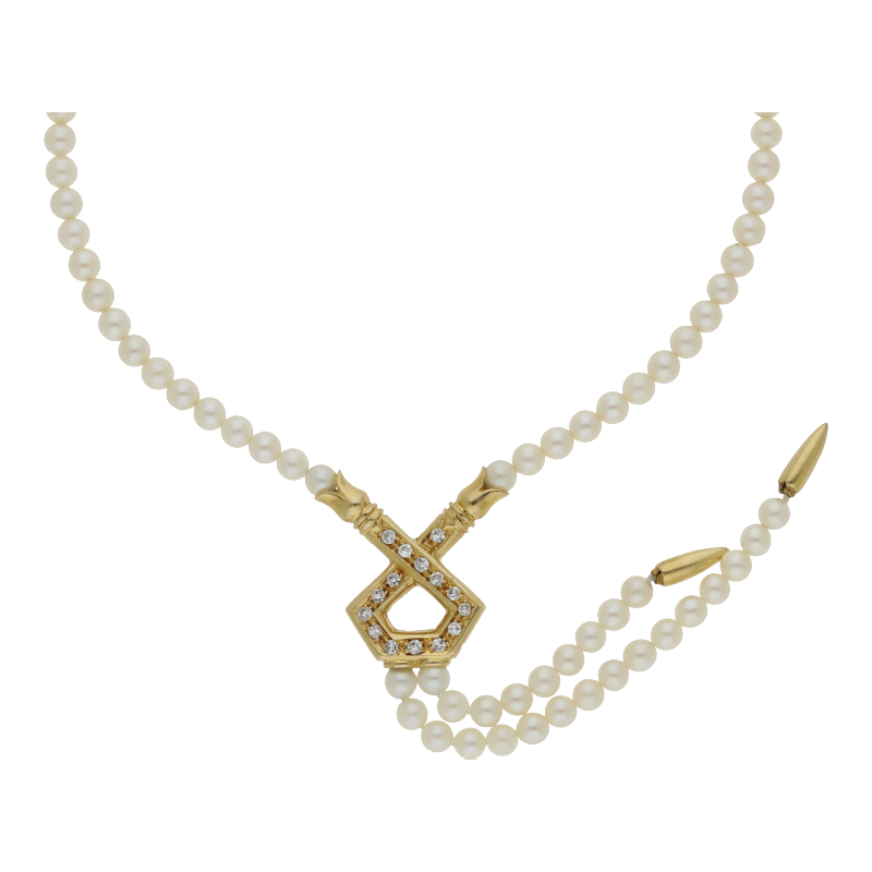 Perlencollier Gelbgold Länge 42 cm