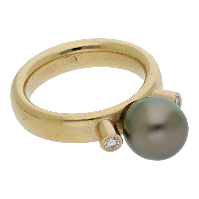 Tahitiperlen Brillant Ring 750/ 18 K Gold