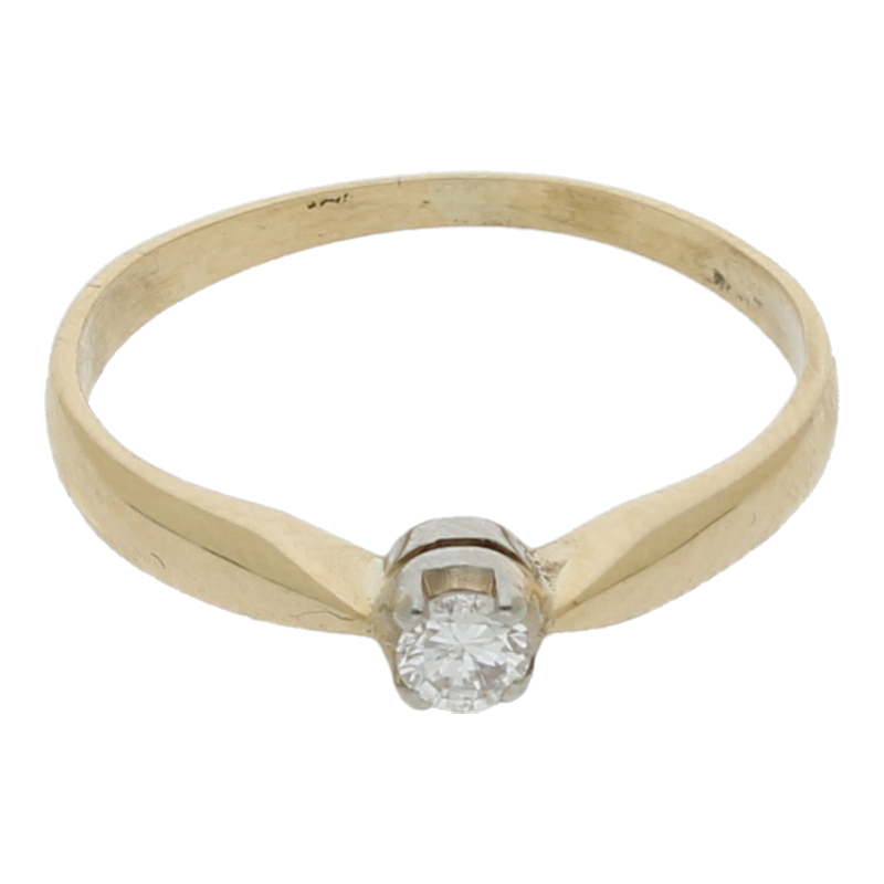 Diamantring 585/14 K Gelbgold Solitärring 1 Brillant ca. 0,07ct.  (H) Weiß (Si) Kleine Einschlüsse