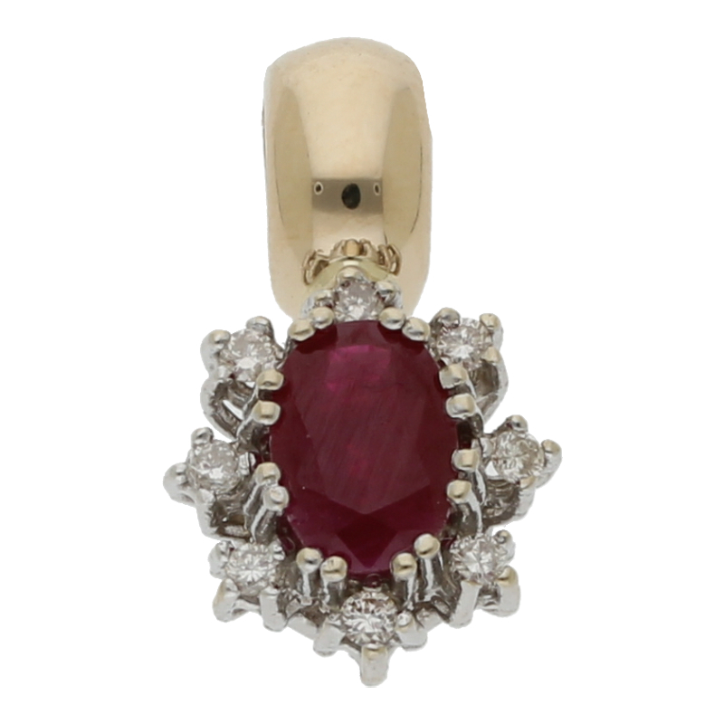 Rubin Brillant Clip Anhänger 585 Gold Schneeflocke