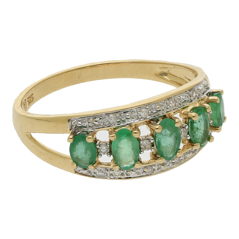 Smaragd Diamant Ring 585/ 14 K Gold