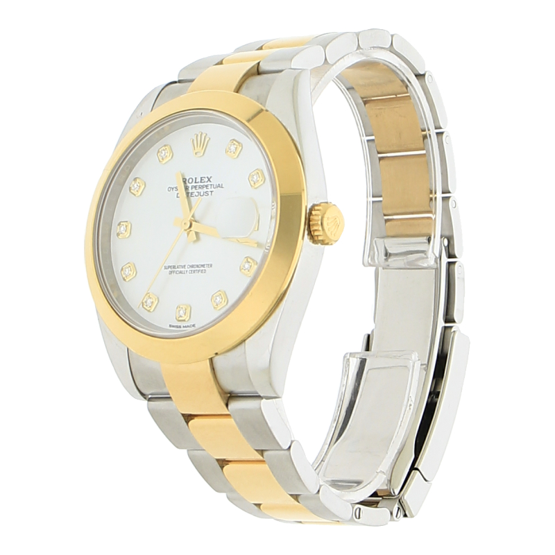 Rolex Datejust 41 126303 Rolesor Gelb Perlmutt Diamanten Oysterband 2021 Box & Papiere