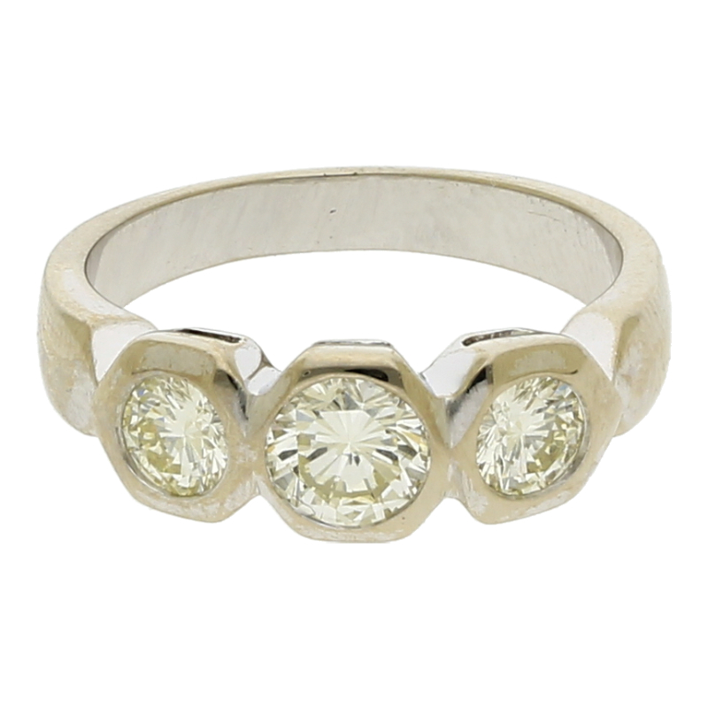 Ring mit 3 Brillanten/ca. 1,2 ct /18K/750 Weißgold