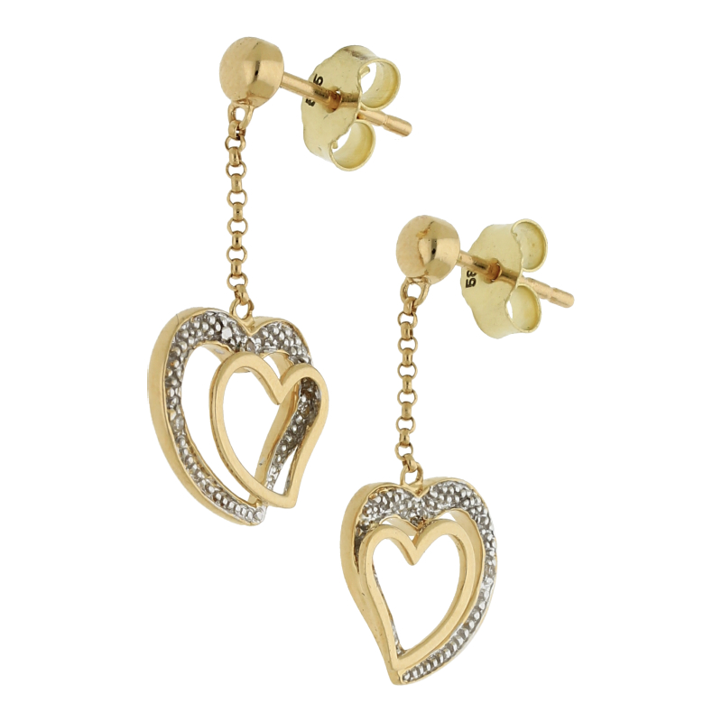 Diamant Herz Ohrhänger 585/ 14 K Gold
