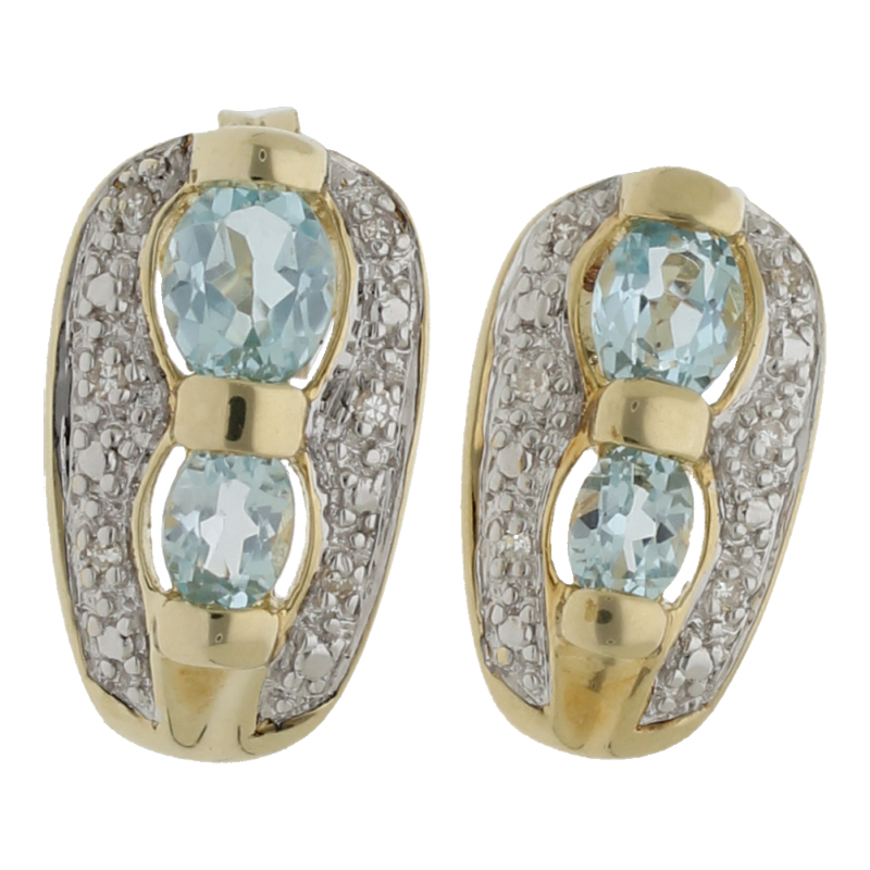 Blautopas Diamant Ohrstecker 585/ 14 K Gold