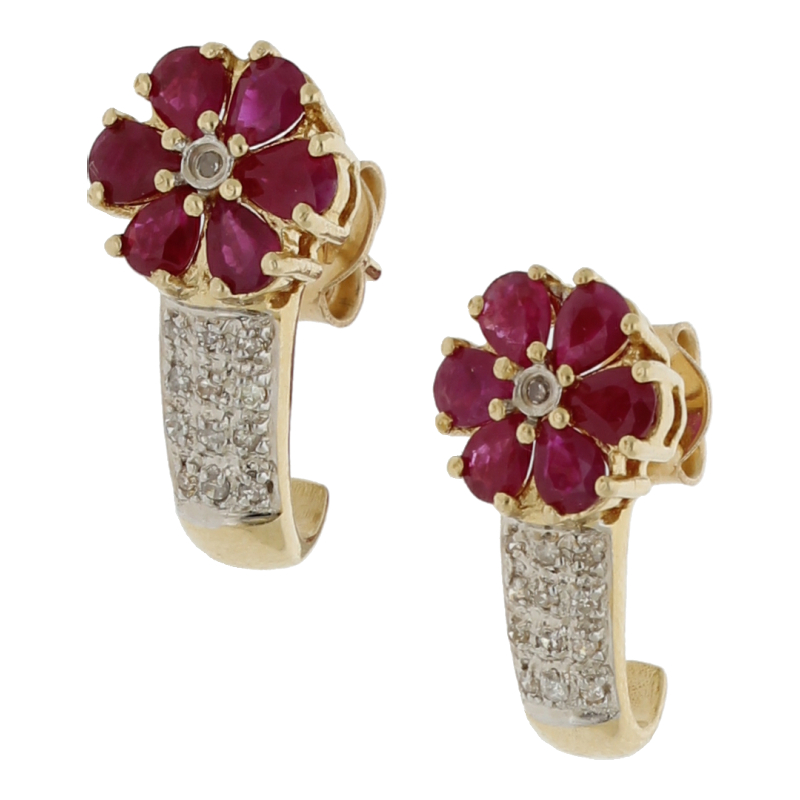 Rubin Diamant Ohrstecker 585/ 14 K Gold