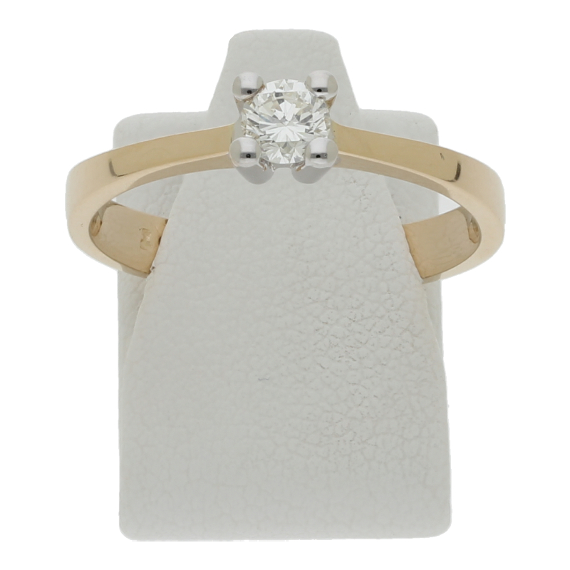 Diamantring 585/14 K Gelb-/Weißgold Solitärring 1 Brillant ca. 0,28ct.  (H) Weiß (IF) Lupenrein