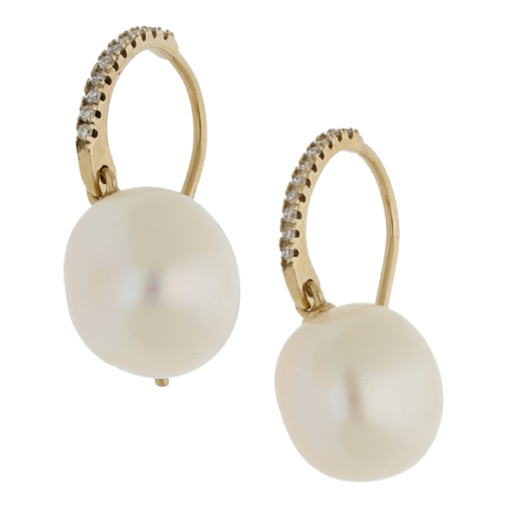 Süßwasserperle Brillant Ohrhänger 585/ 14 K Gold