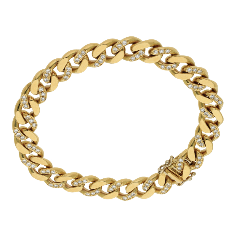 Massives Panzerarmband mit Brillanten 750/ 18 K Gold
