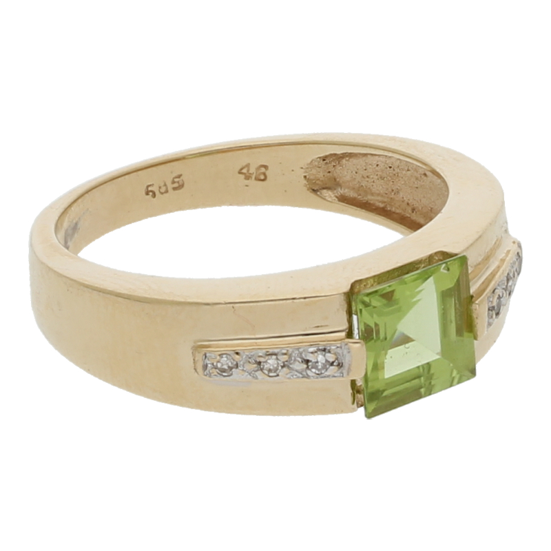 Peridot Diamant Ring 585/ 14 K Gold
