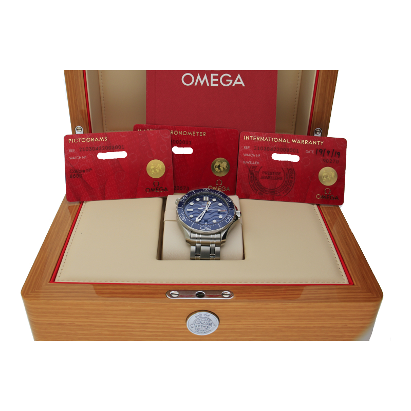 Omega Seamaster Diver 300M 210.30.42.20.03.001 Blau Stahl Full Set 2019