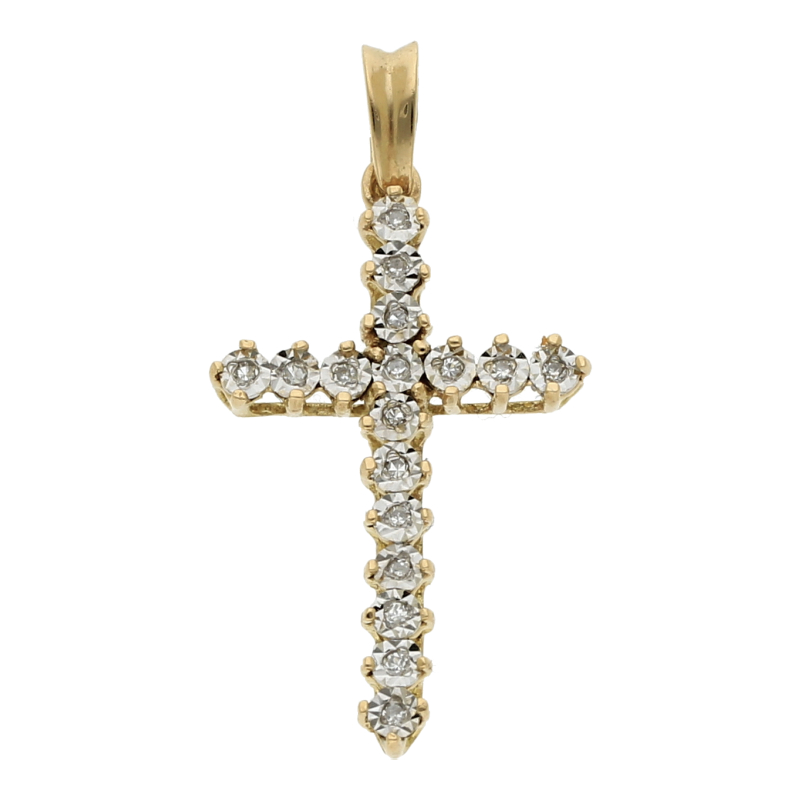 Diamant Kreuz Anhänger 333/ 8 K Gold