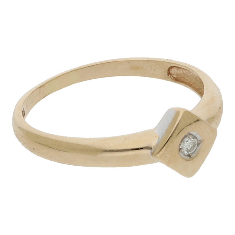 Solitärring 585/14 K Gelbgold 1 Brillant ca. 0,05ct.  (H) Weiß (Si) Kleine Einschlüsse