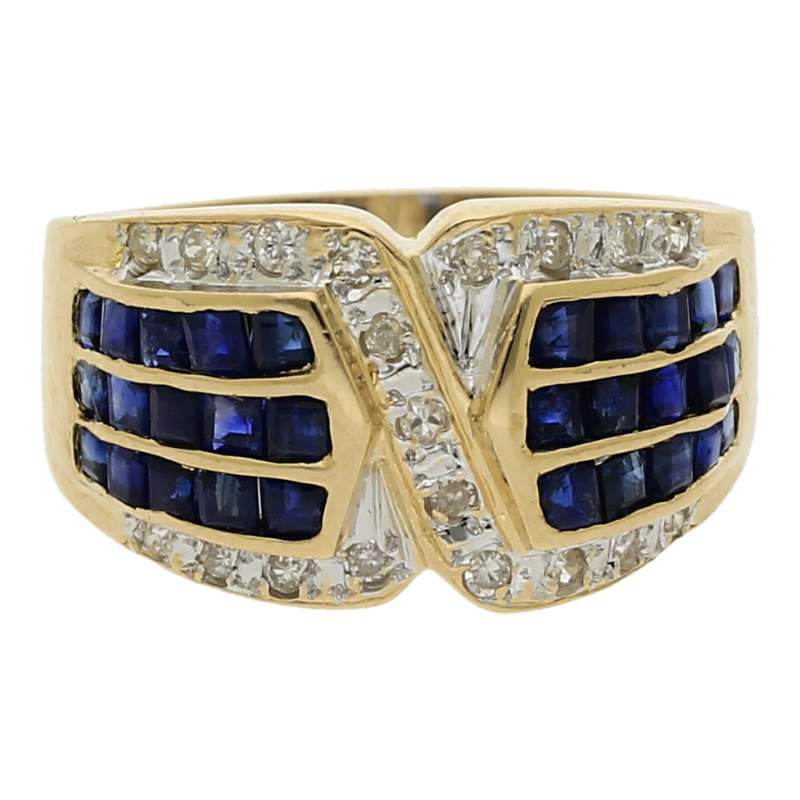 Diamant Saphir Ring 585/ 14 K Gold