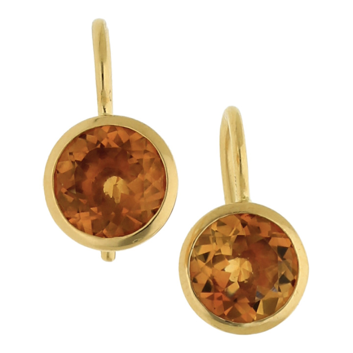 Moderne Citrin Ohrringe Handarbeit 18K/750 Gelbgold