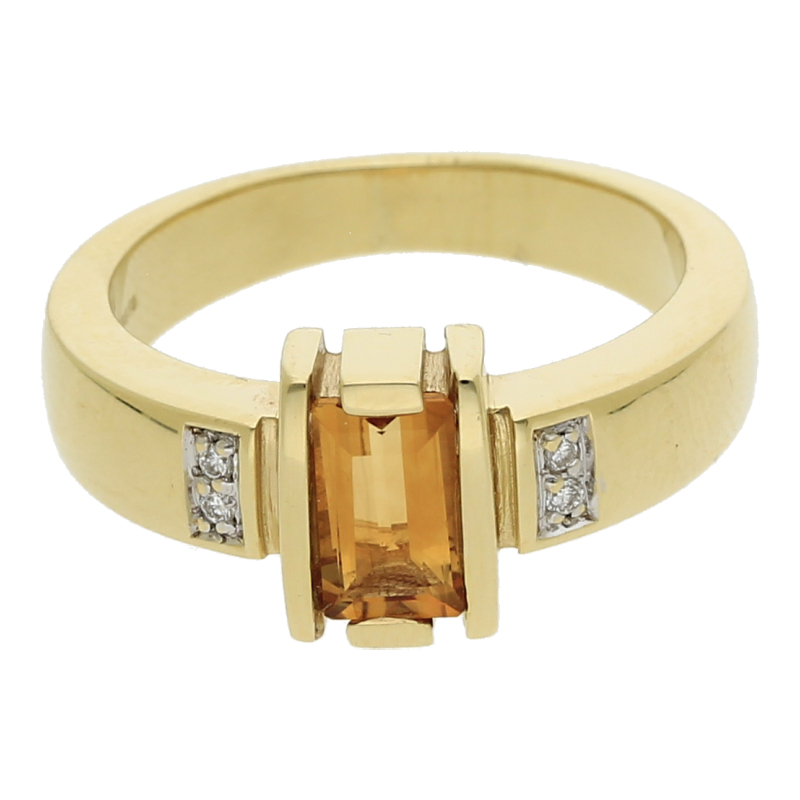 Citrin Brillant Ring 585/ 14 K Gold