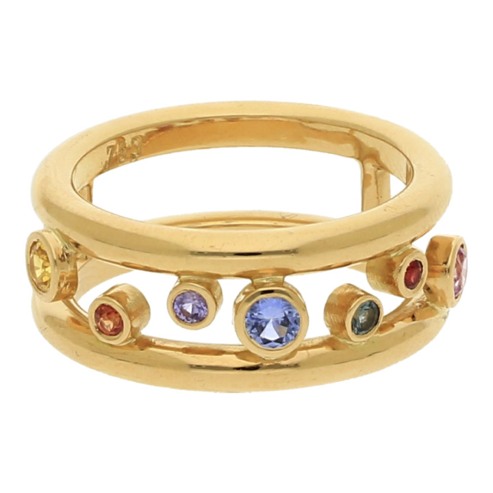 Ring mit verschiedenen Edelsteinen 750/ 18 K Gold