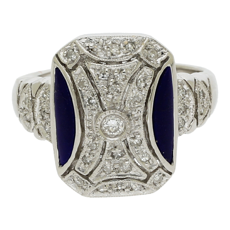 Farbsteinring mit Diamant 585/14 K Lapis Diamanten ca. 0,40 ct