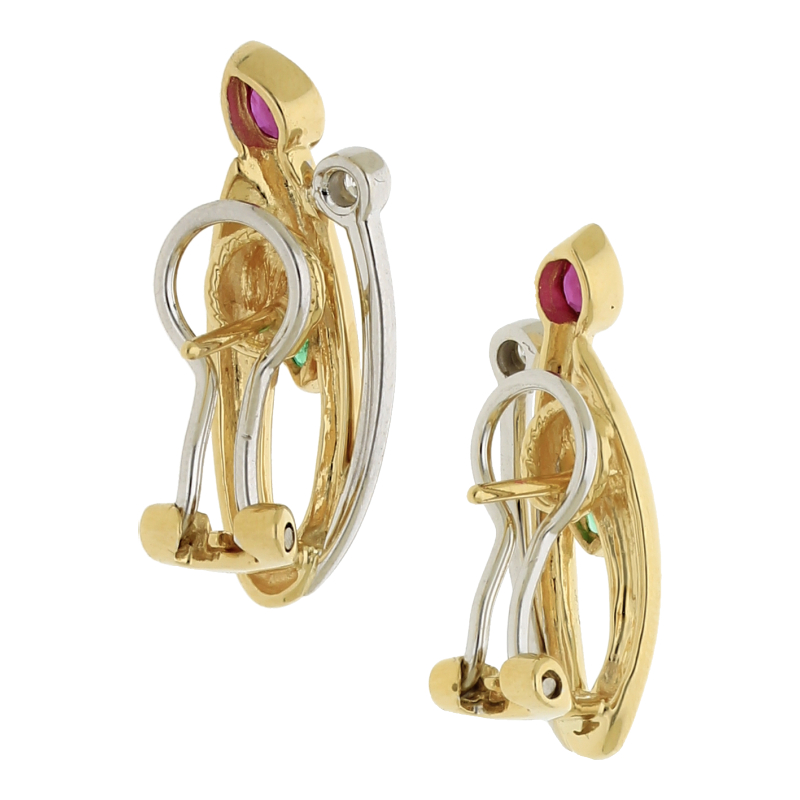 Brillant Rubin Smaragd Ohrstecker 585/ 14 K Gold
