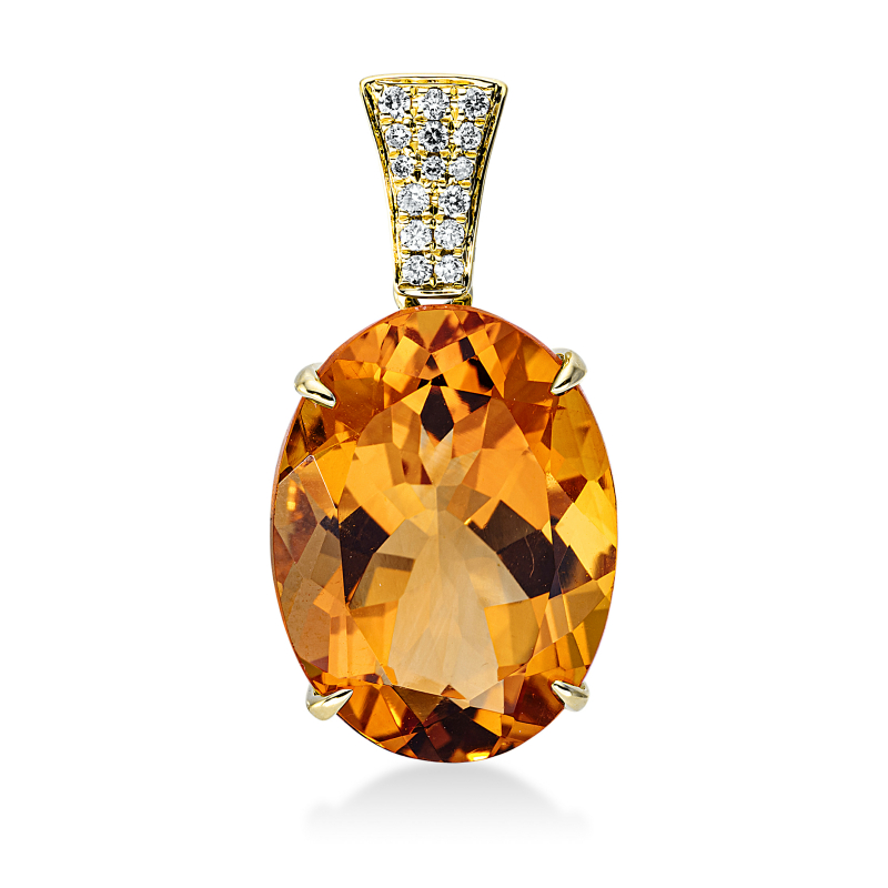 Citrin Brillant Anhänger mit Kette 750/ 18 K Gold