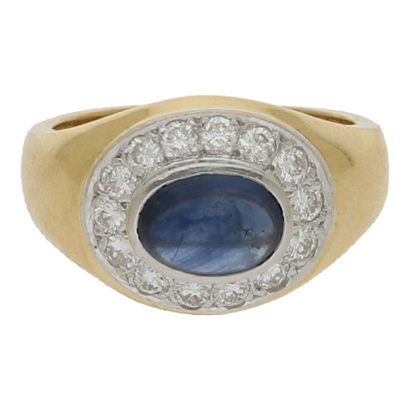 Entourage Vintage mit Safircabochon u. Diamanten