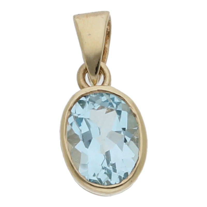Blautopas Anhänger 333/ 8 K Gold