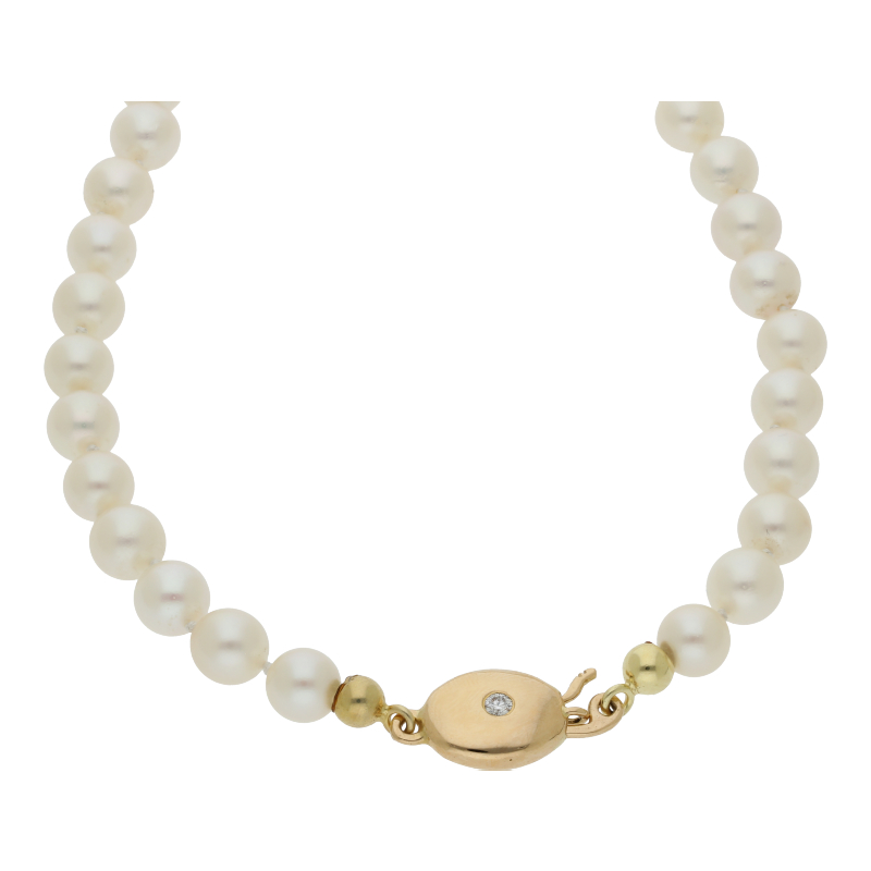 Akoyazuchtperlenkette mit Goldschließe 750/ 18 K Gold