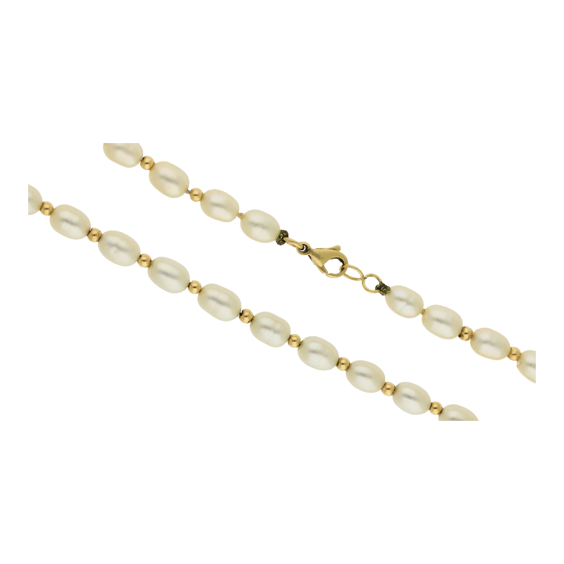 Süßwasserperlenketten mit Goldkugeln 750 Gold L 41 cm