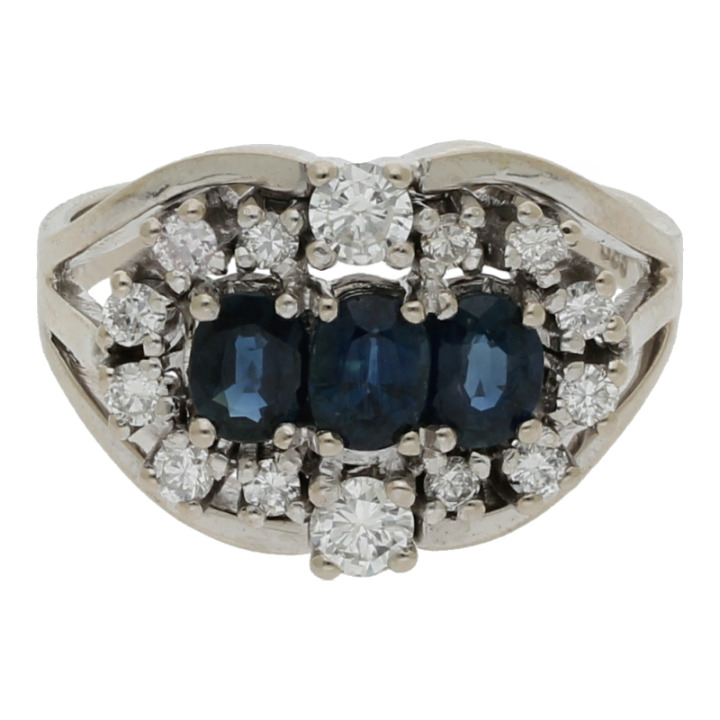 Vintage Saphirring mit Diamanten, Gutachten 3.570€