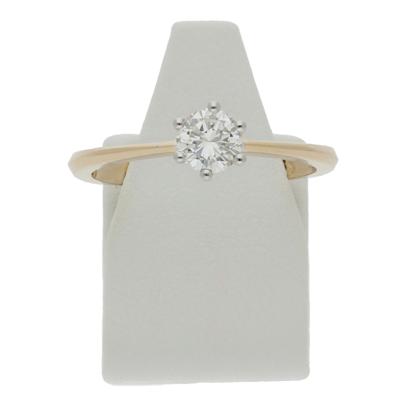 Diamantring 585/14 K Gelb-/Weißgold Solitärring 1 Brillant ca. 0,43ct. (I-J) Leicht getöntes Weiß (IF) Lupenrein