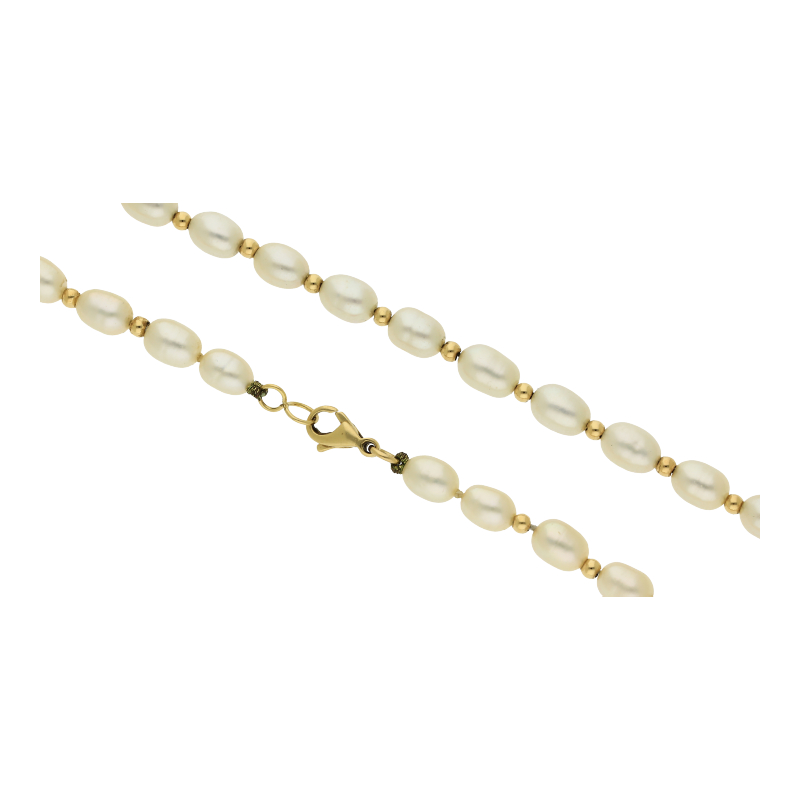 Süßwasserperlenketten mit Goldkugeln 750 Gold L 41 cm