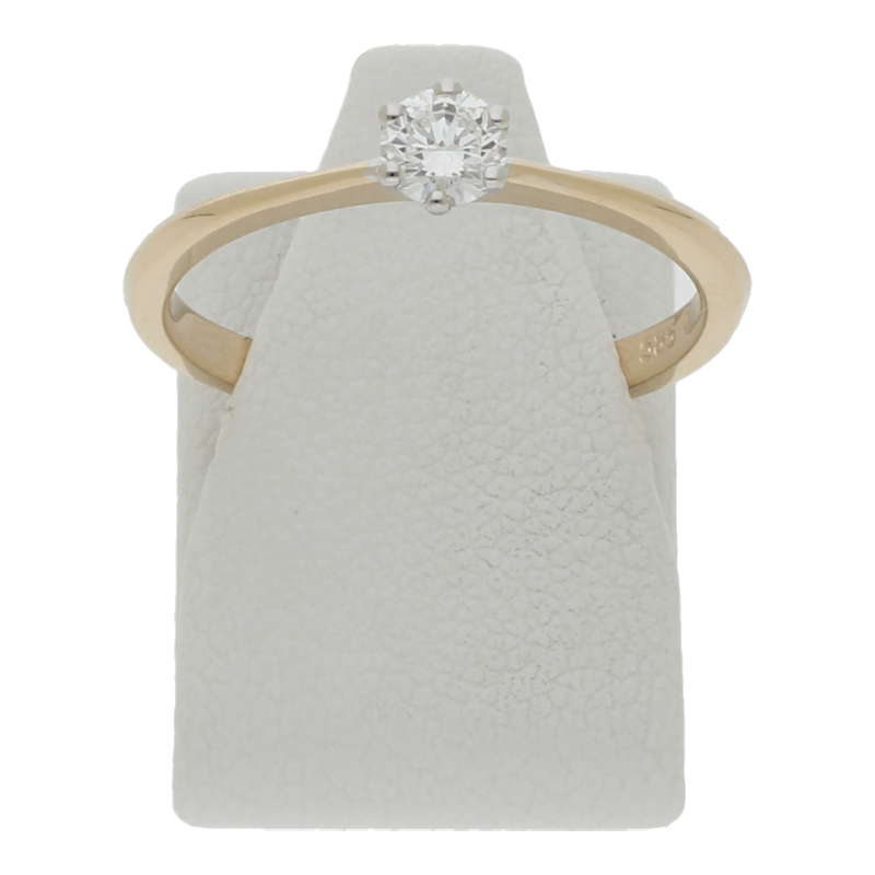 Diamantring 585/14 K Gelb-/Weißgold Solitärring 1 Brillant ca. 0,22ct. (H) Weiß (IF) Lupenrein