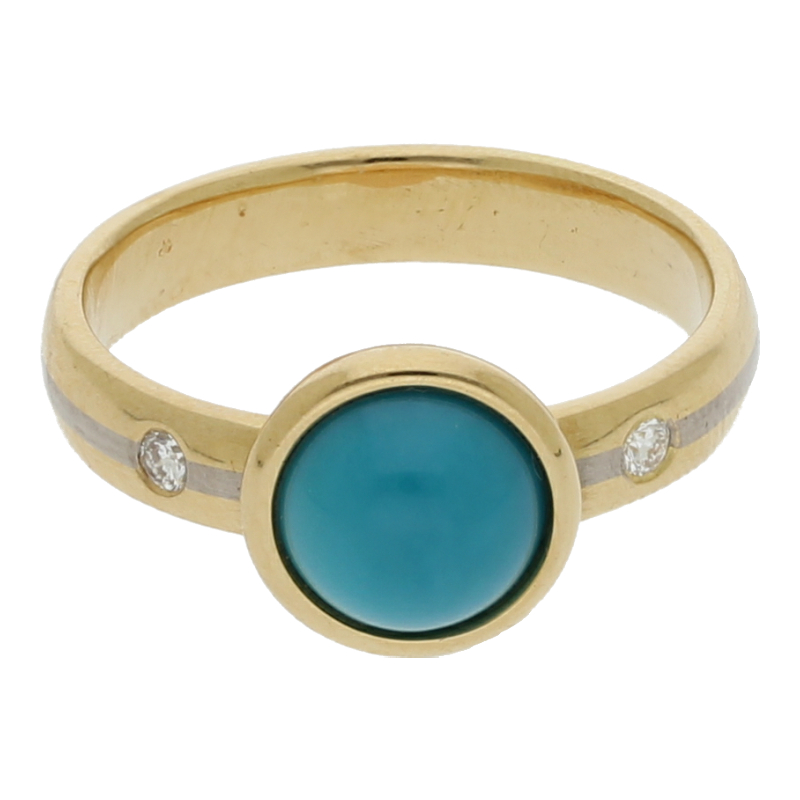 Türkis auf Niessing Ringschiene mit Brillanten