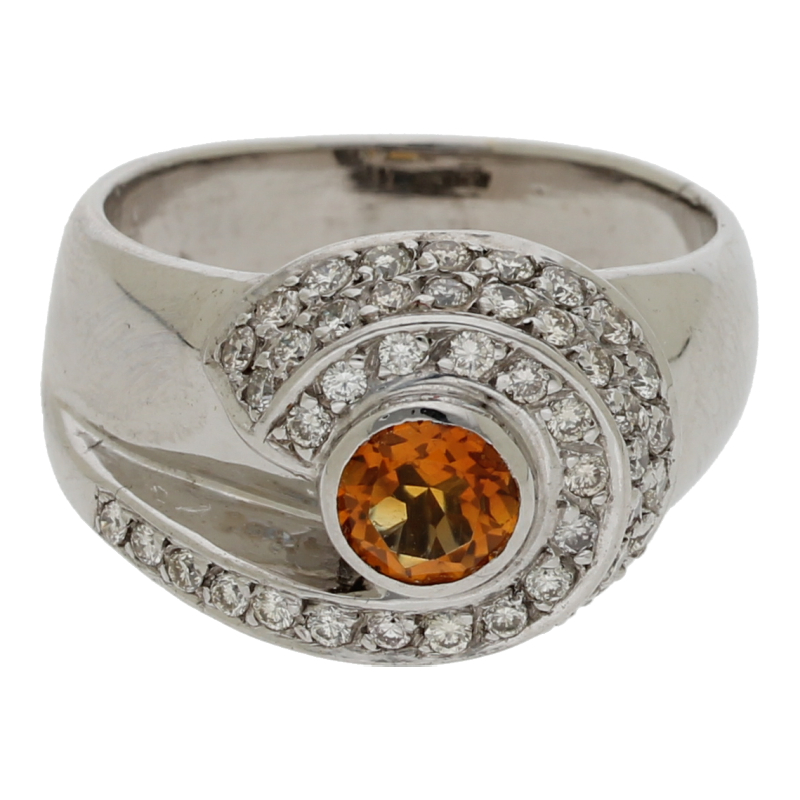 Citrin Brillant Ring 750/ 18 K Gold