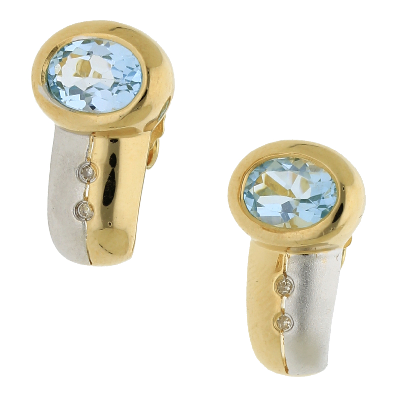 Blautopas Diamanten Ohrstecker 585/ 14 K Gold