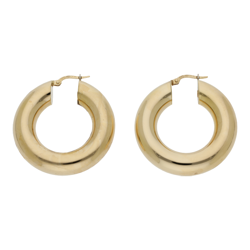 Breite Creolen 750 Gelbgold Ohrringe