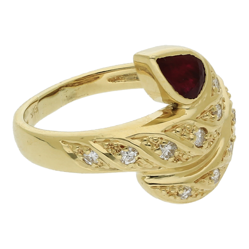 Brillant Rubin Ring 585/ 14 K Gold